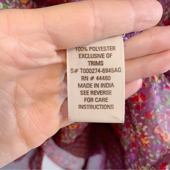 Love Fire Purple Floral Sheer Flutter Sleeve Blouse - Picture 8 of 10